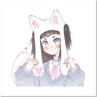 Cutie with a fluffy kitty hat! Posters and Art